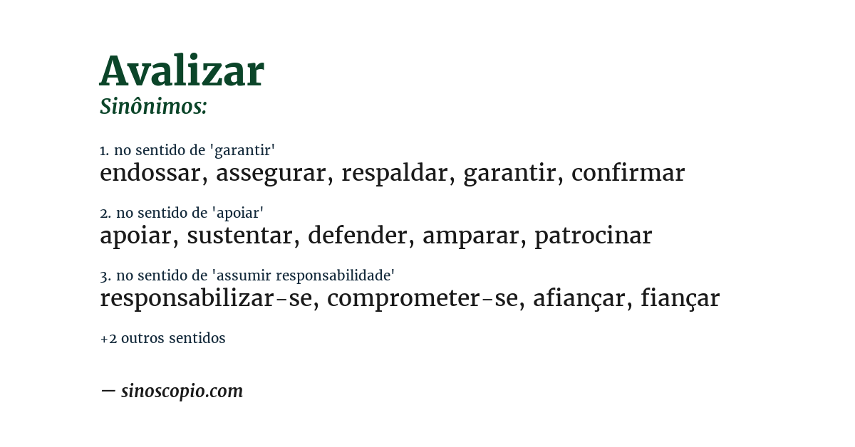 Sinônimo de avalizar