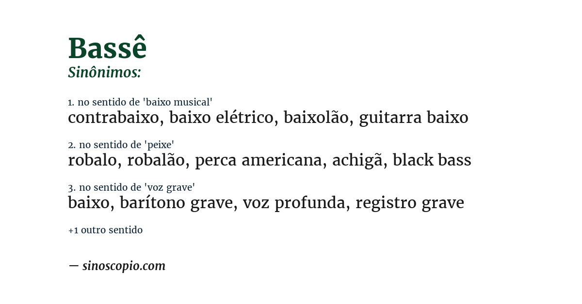 Sinônimo de bassê