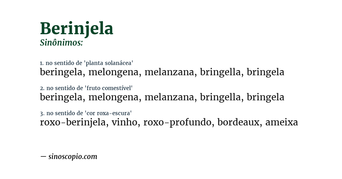 Sinônimo de berinjela