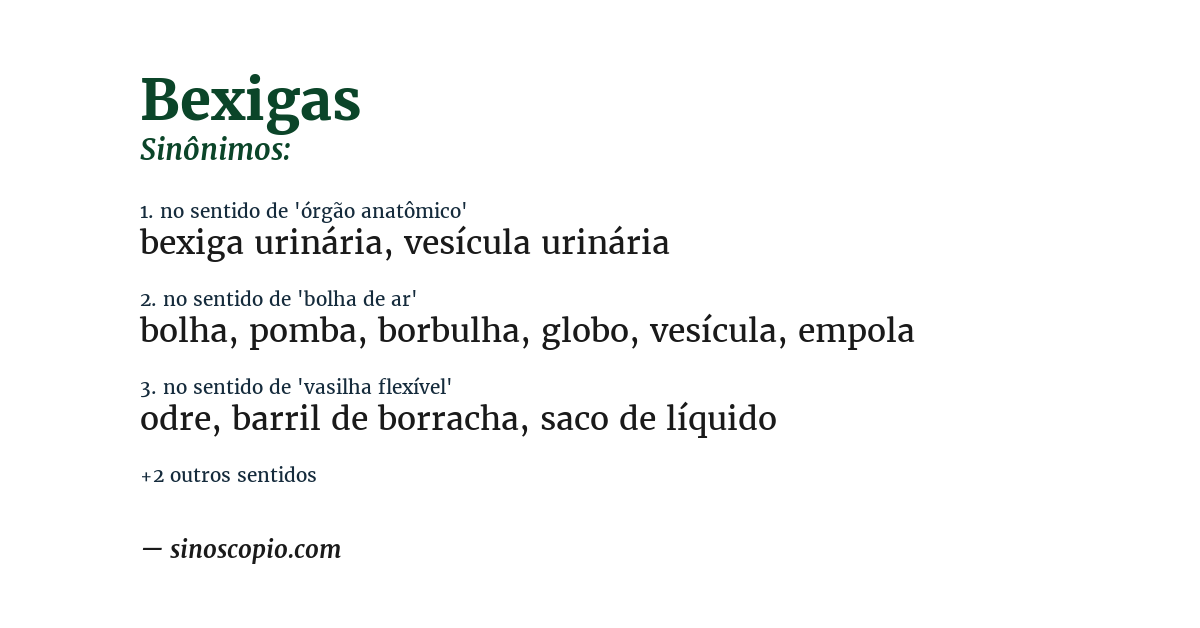 Sinônimo de bexigas