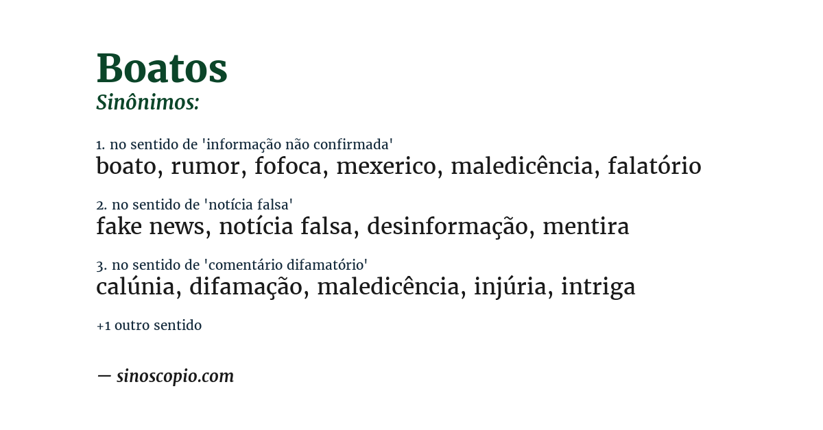 Sinônimo de boatos