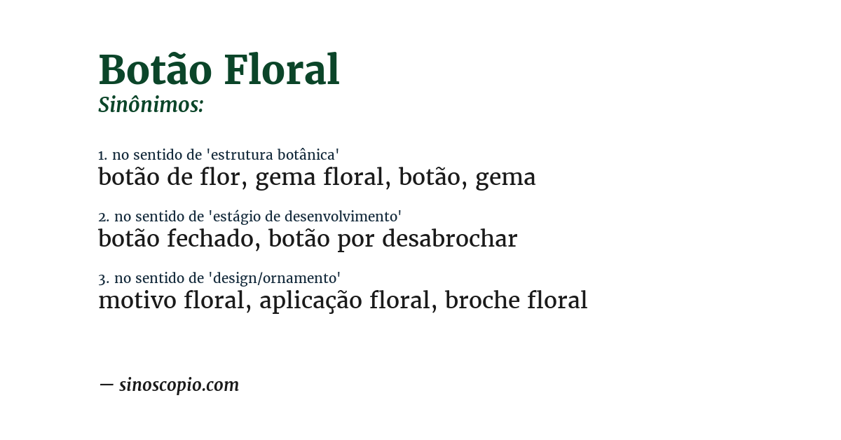 Sinônimo de botão floral