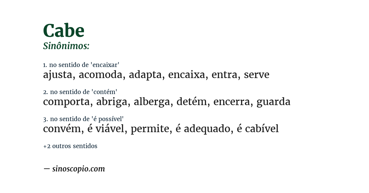 Sinônimo de cabe