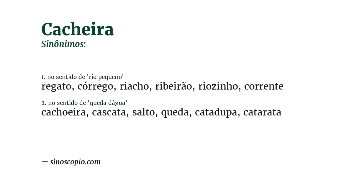 Sinônimo de cacheira