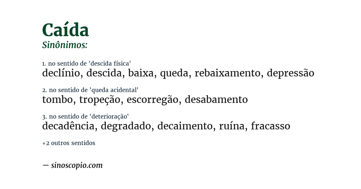 Sinônimo de caída