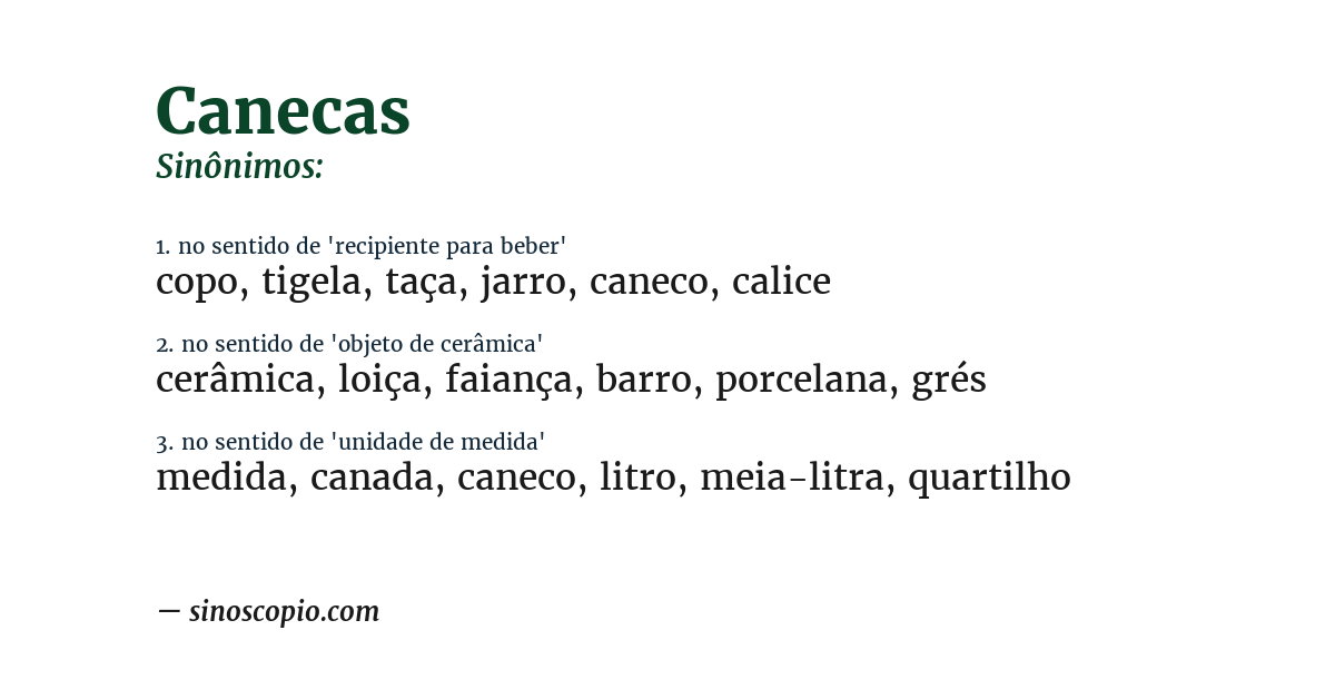 Sinônimo de canecas