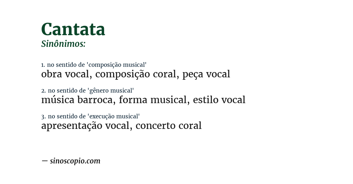 Sinônimo de cantata