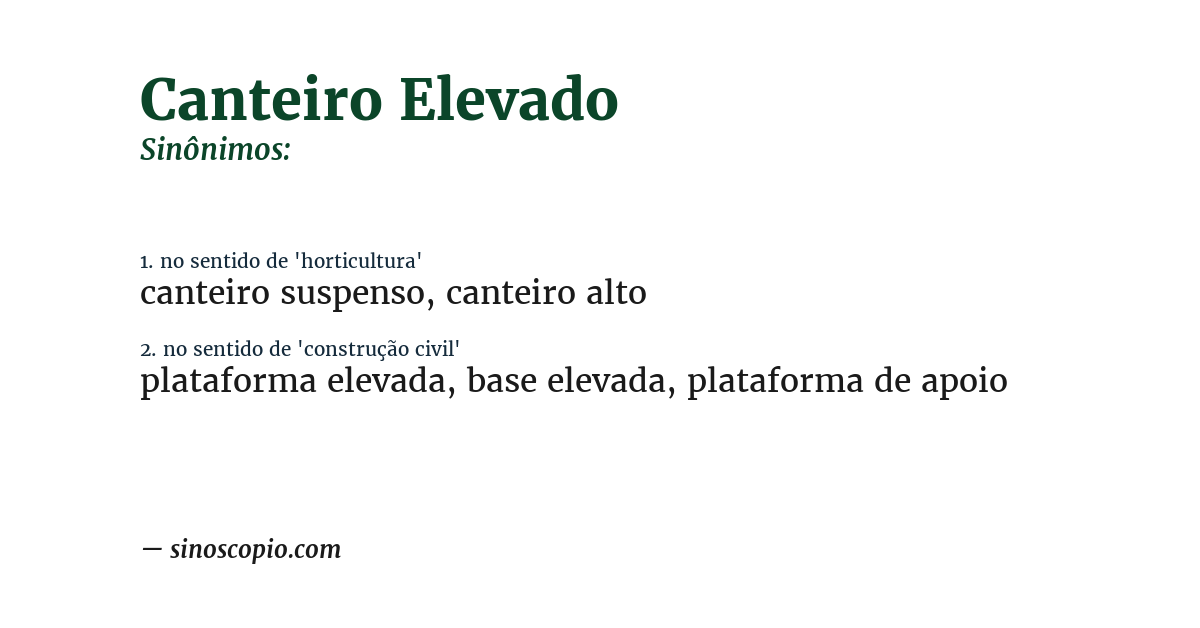 Sinônimo de canteiro elevado