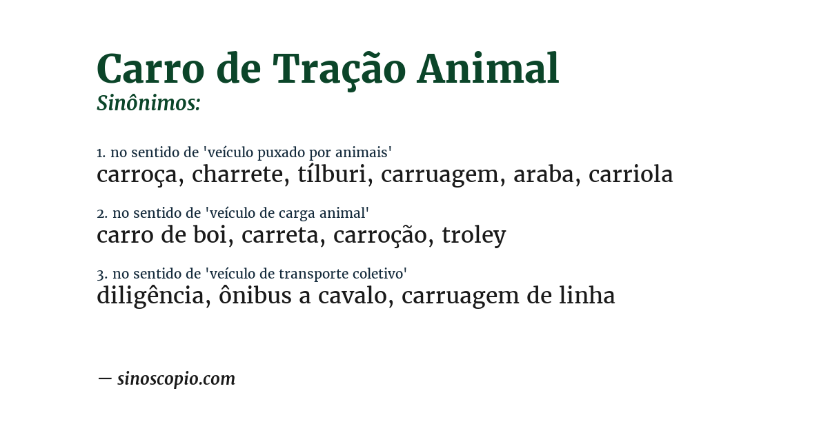 Sinônimo de carro de tração animal
