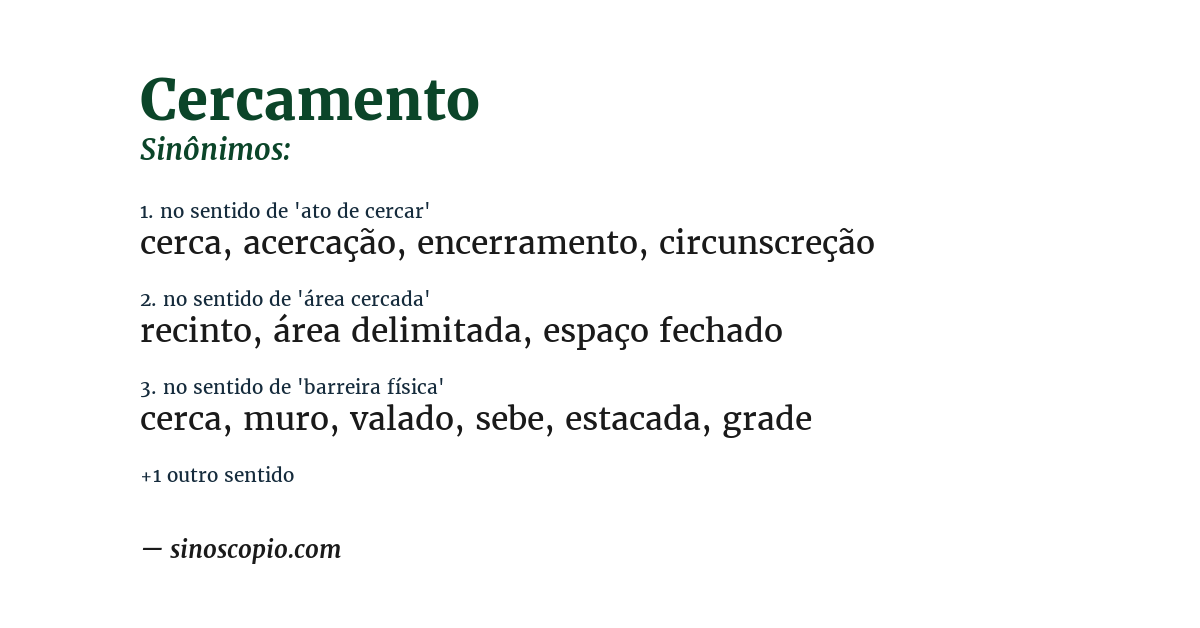 Sinônimo de cercamento
