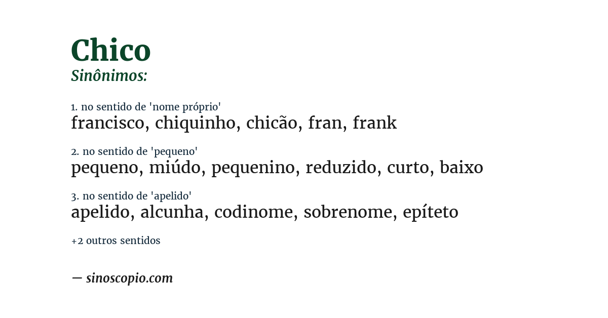 Sinônimo de chico