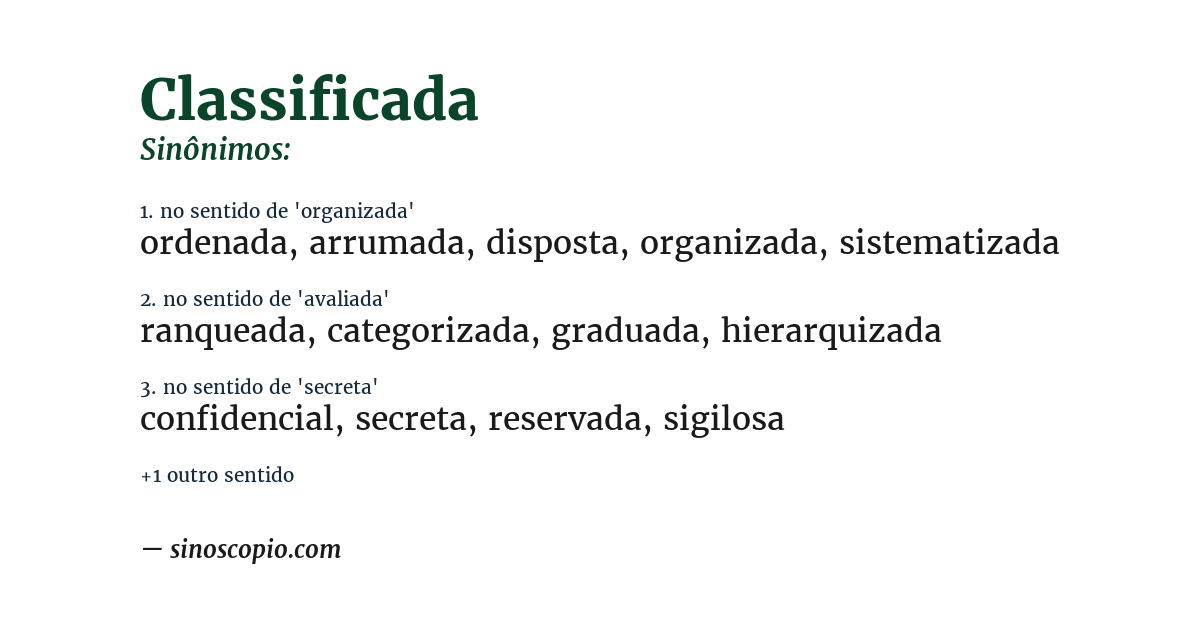 Sinônimo de classificada