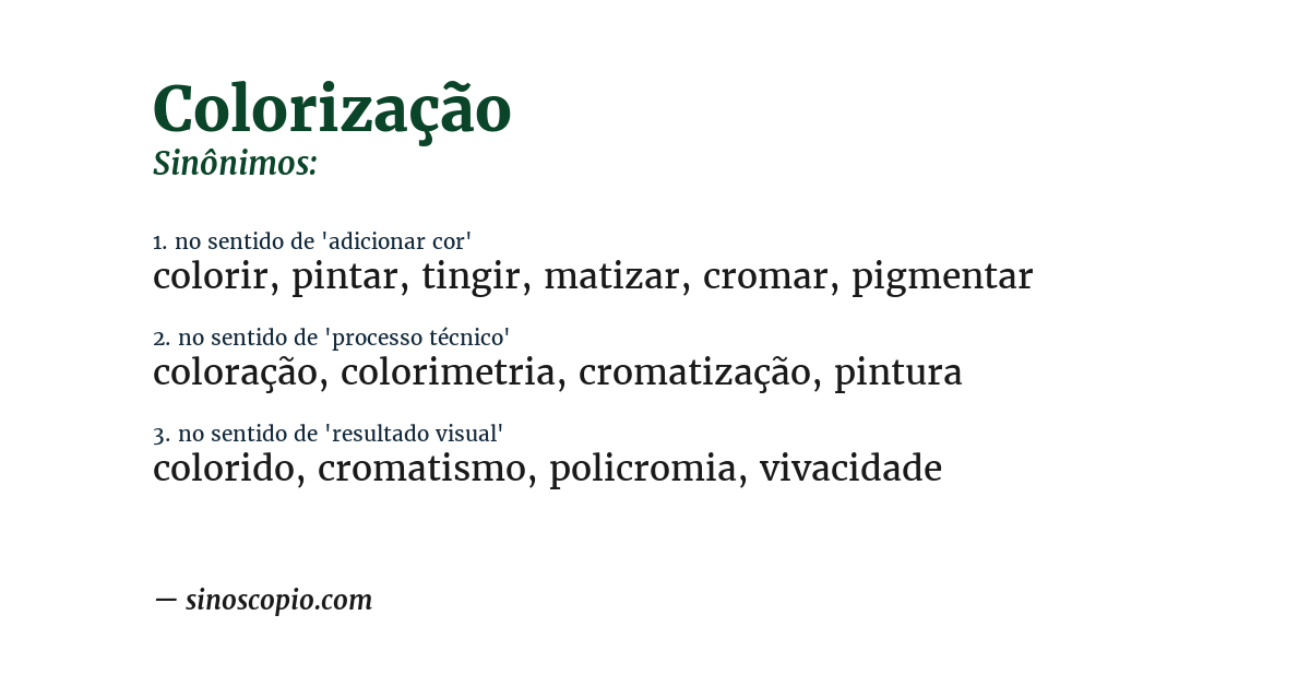 Sinônimo de colorização