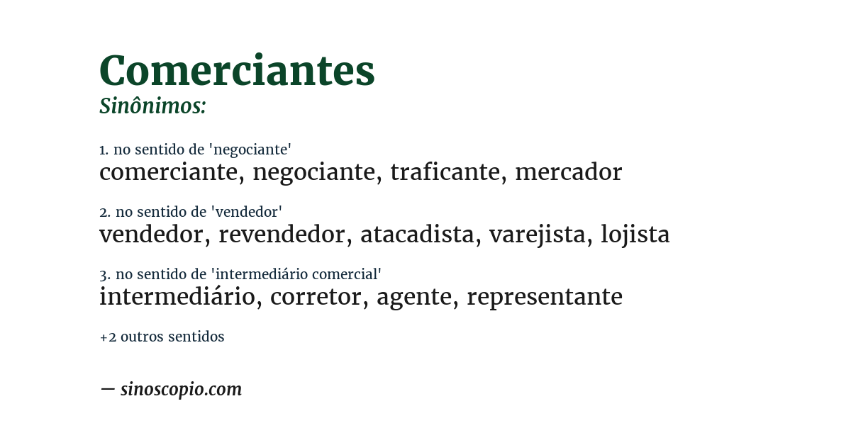 Sinônimo de comerciantes