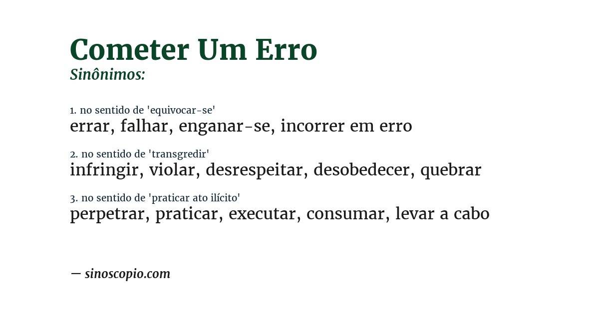 Sinônimo de cometer um erro