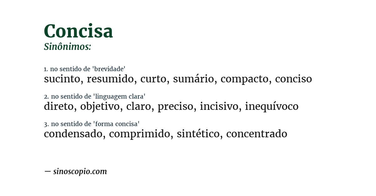 Sinônimo de concisa
