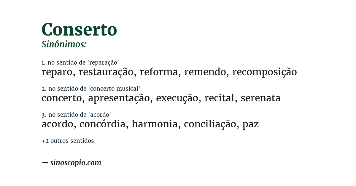 Sinônimo de conserto