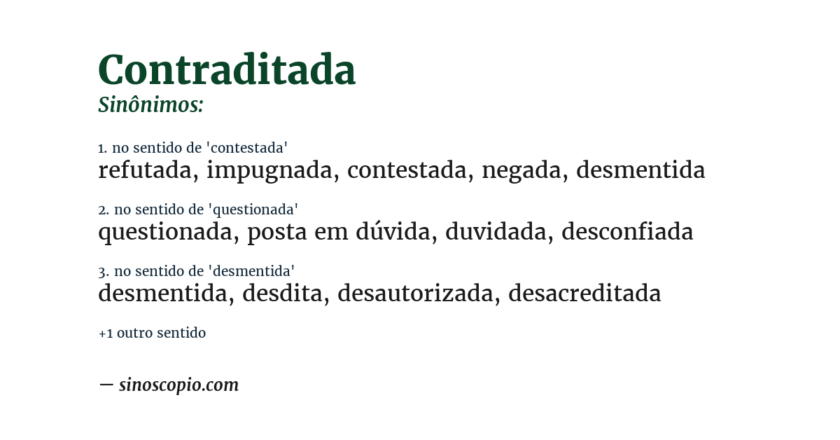 Sinônimo de contraditada