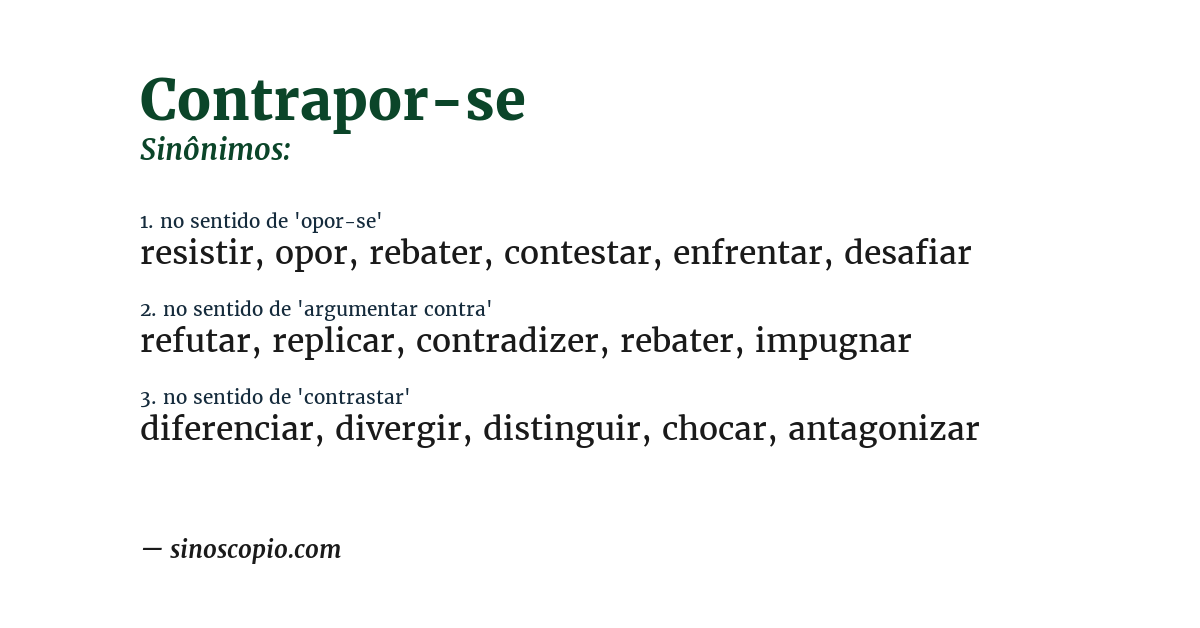 Sinônimo de contrapor-se