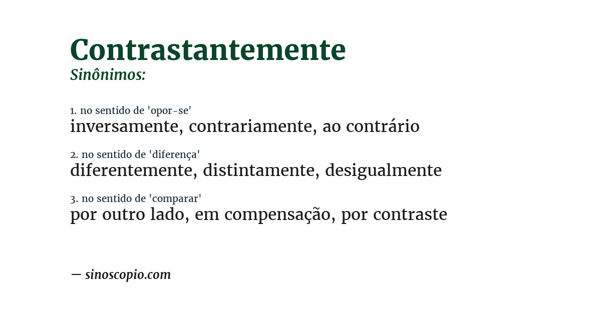 Sinônimo de contrastantemente