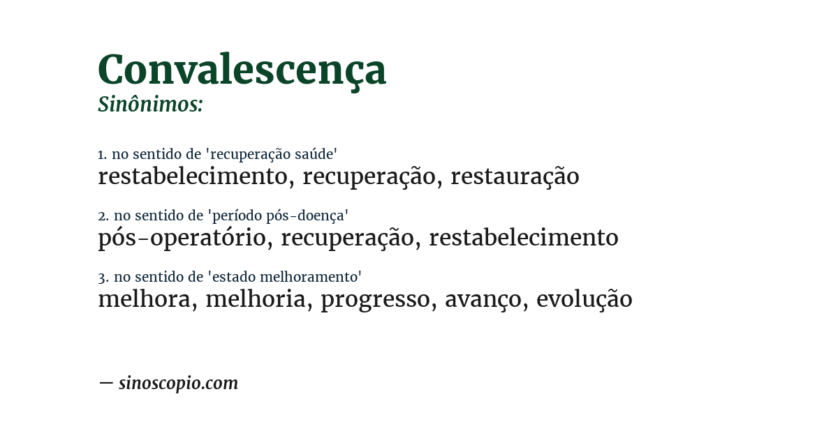 Sinônimo de convalescença