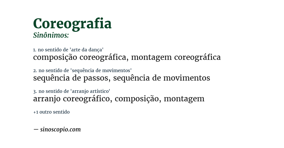 Sinônimo de coreografia