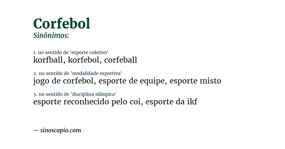 Sinônimo de corfebol