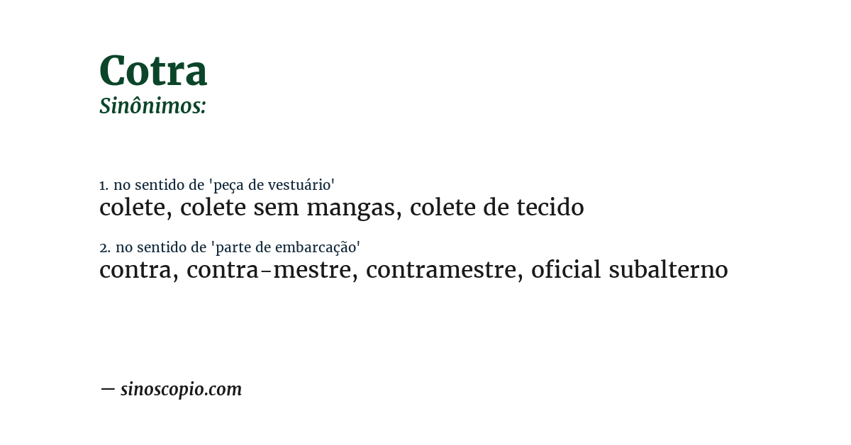 Sinônimo de cotra