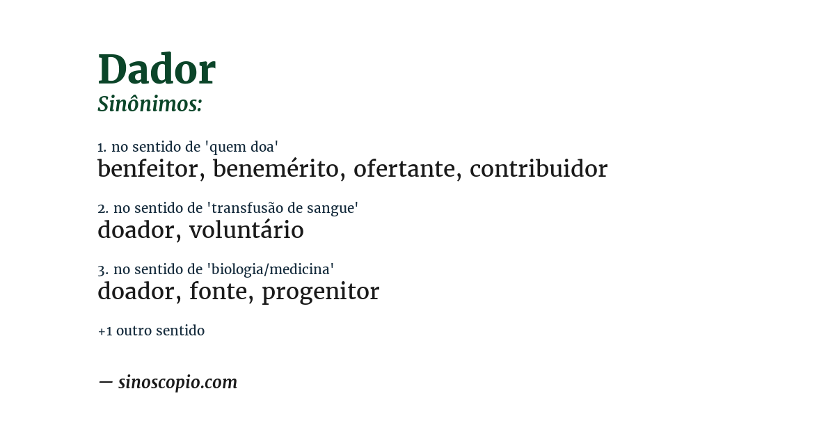 Sinônimo de dador
