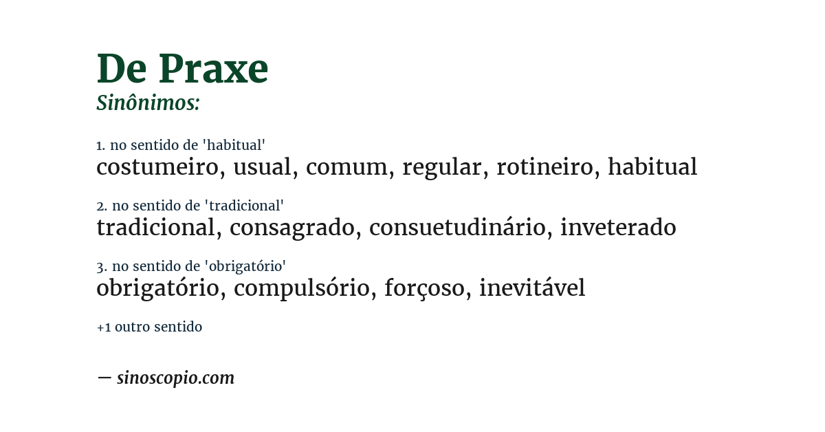 Sinônimo de de praxe