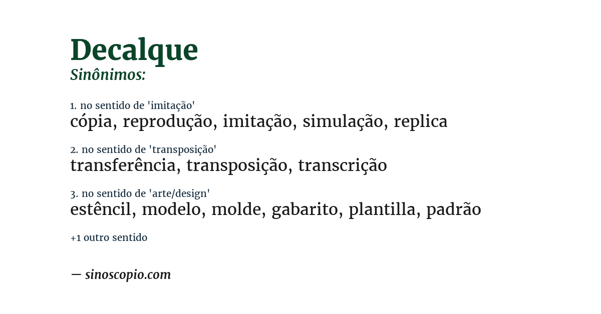 Sinônimo de decalque