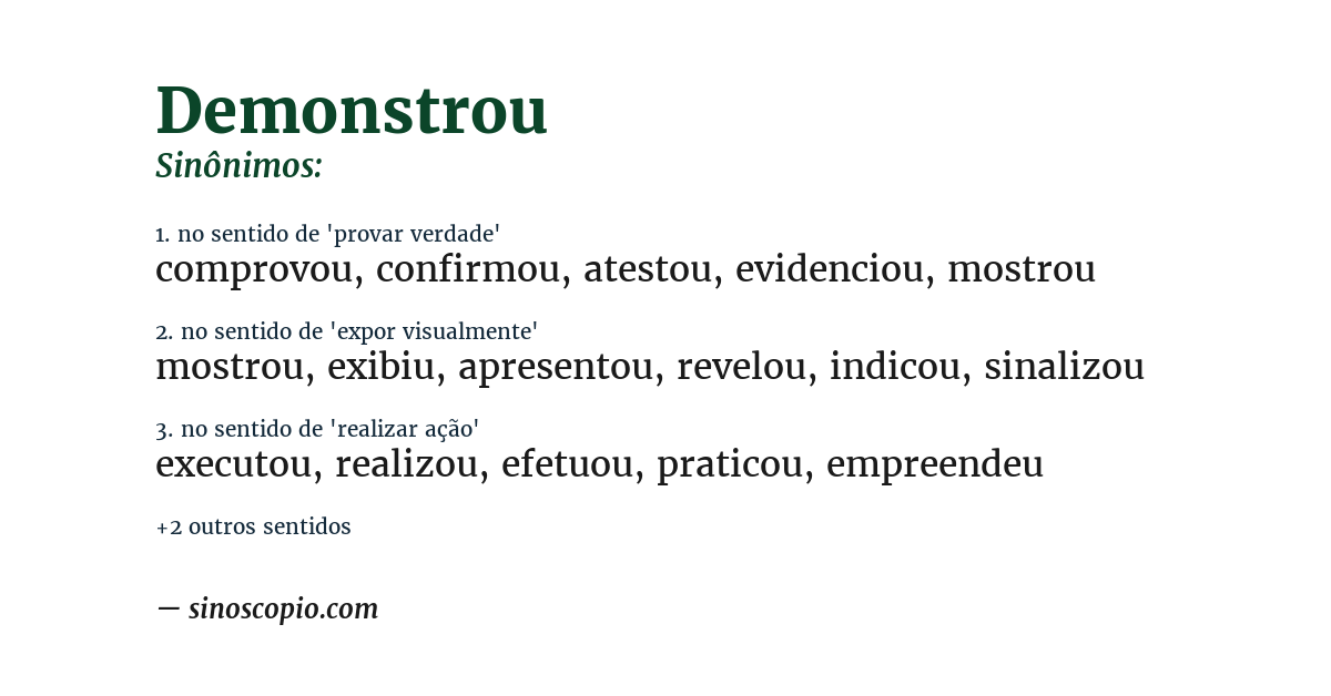 Sinônimo de demonstrou