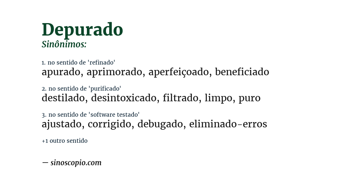 Sinônimo de depurado