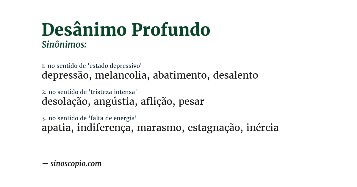 Sinônimo de desânimo profundo