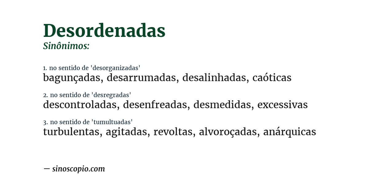 Sinônimo de desordenadas