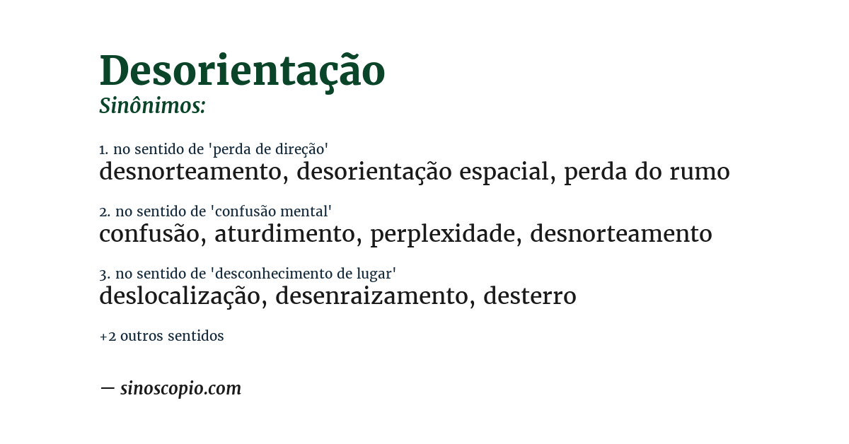 Sinônimo de desorientação