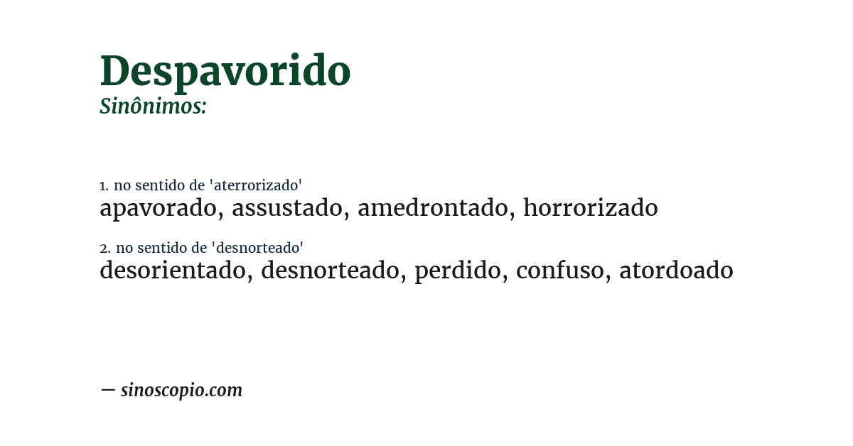 Sinônimo de despavorido