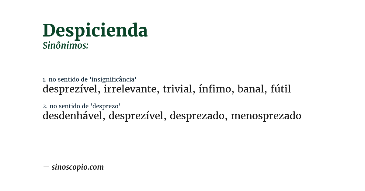 Sinônimo de despicienda