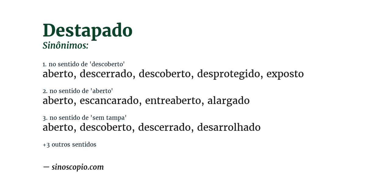 Sinônimo de destapado