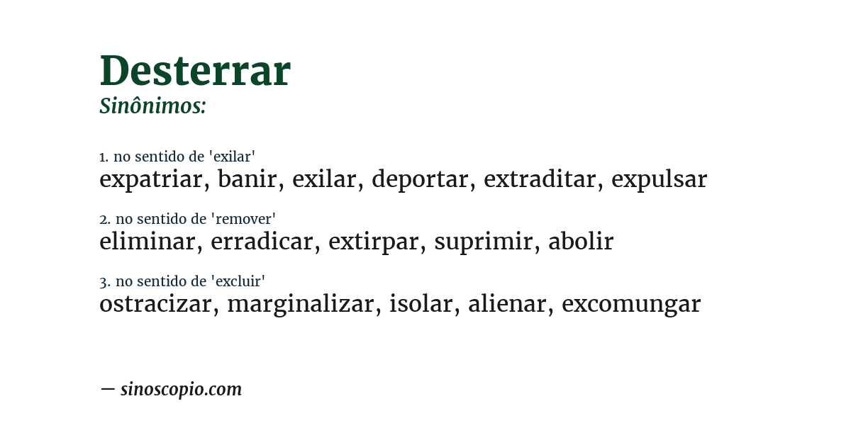 Sinônimo de desterrar