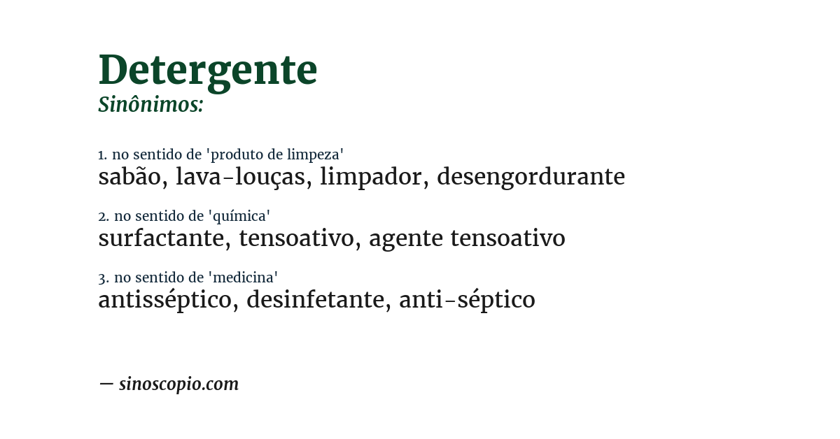 Sinônimo de detergente