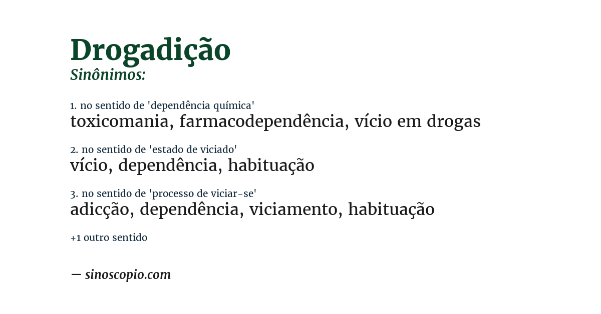 Sinônimo de drogadição
