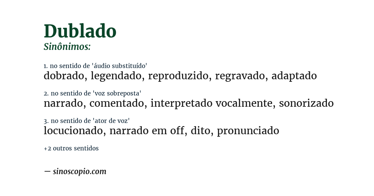 Sinônimo de dublado