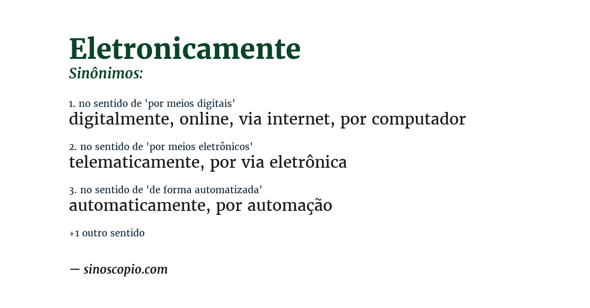 Sinônimo de eletronicamente