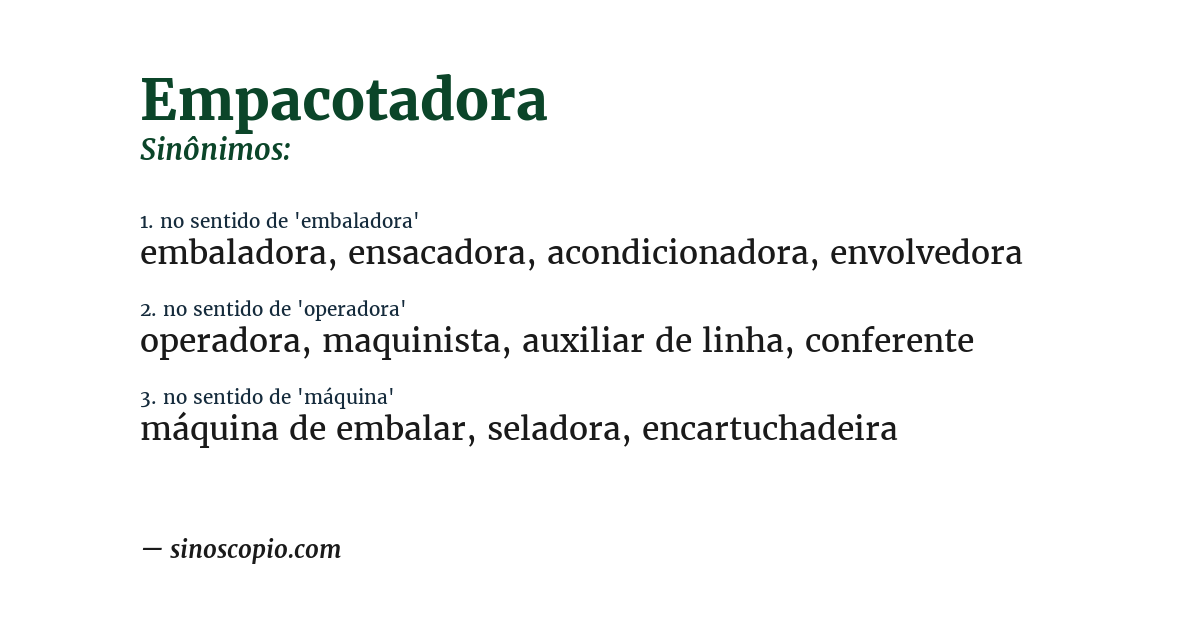 Sinônimo de empacotadora