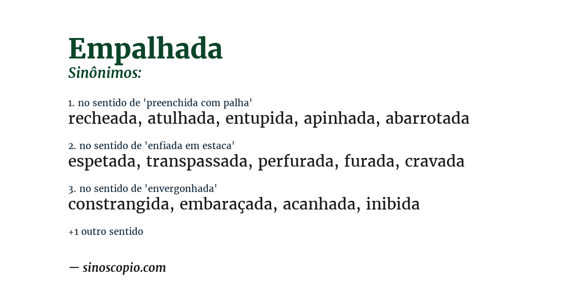 Sinônimo de empalhada
