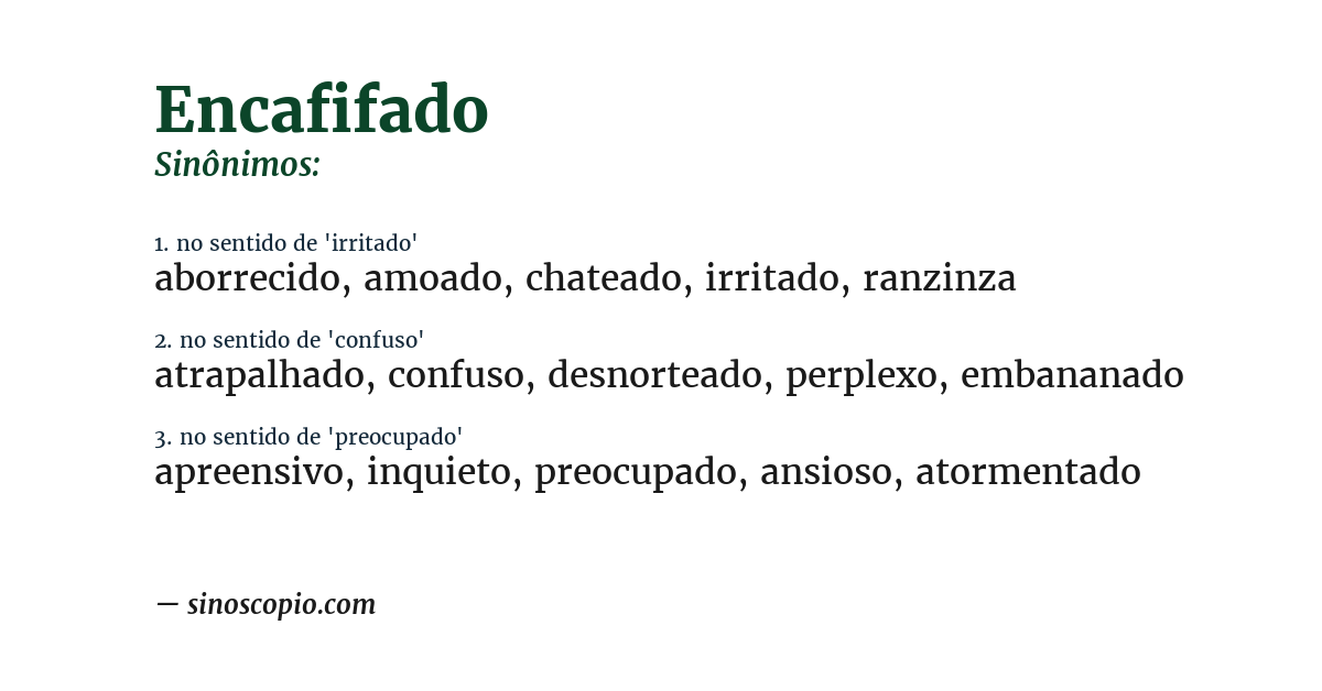 Sinônimo de encafifado