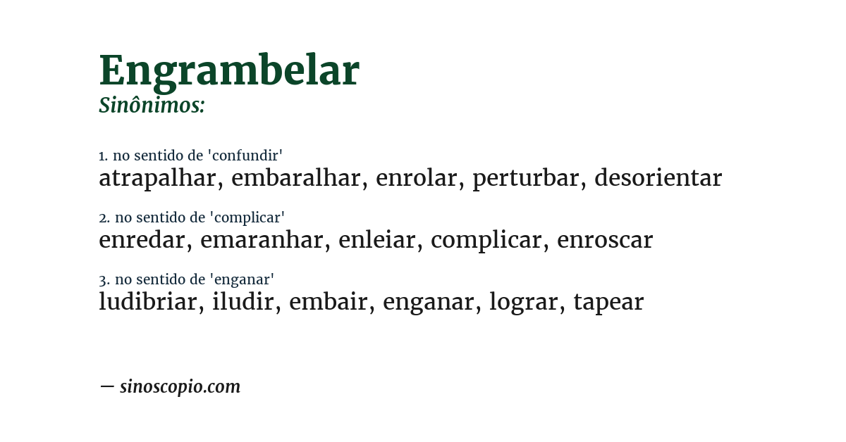 Sinônimo de engrambelar