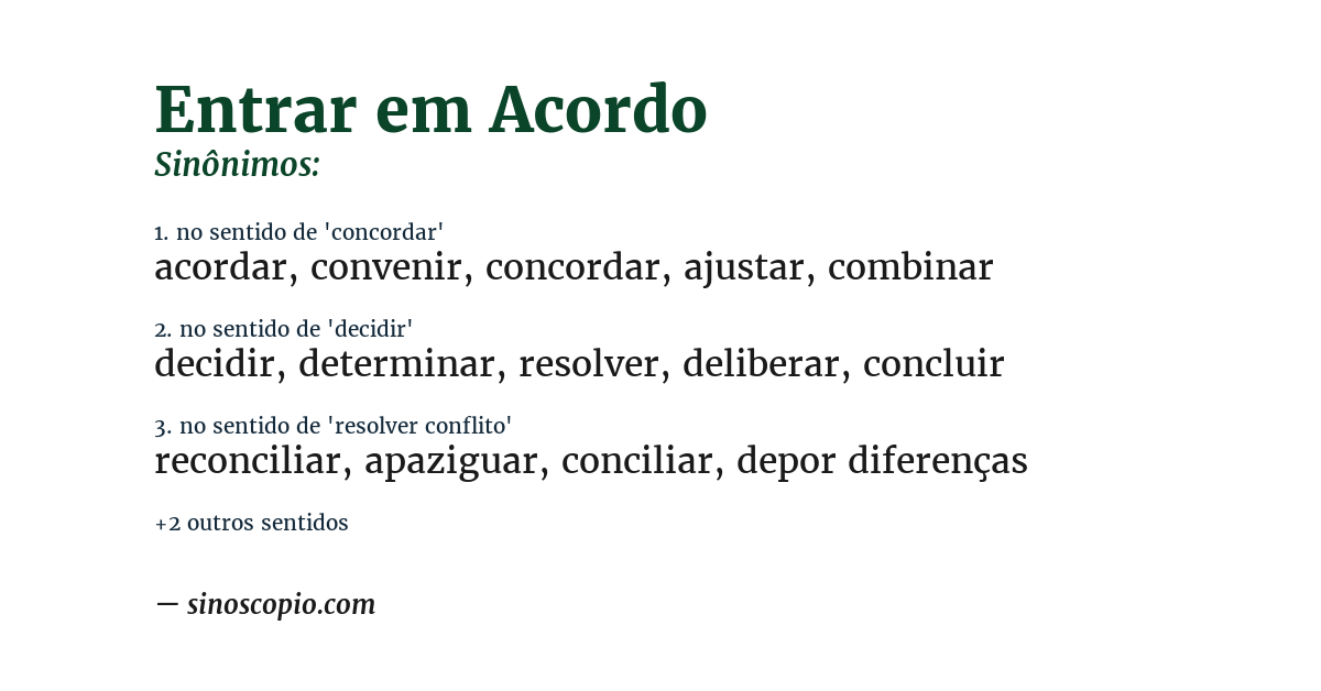 Sinônimo de entrar em acordo