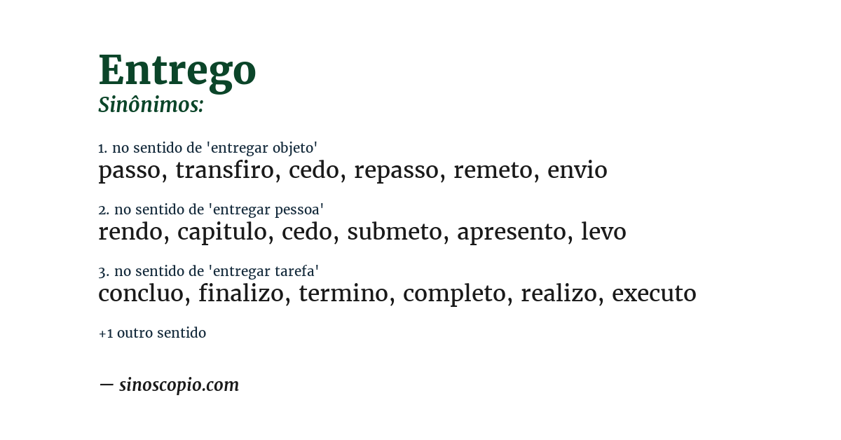 Sinônimo de entrego